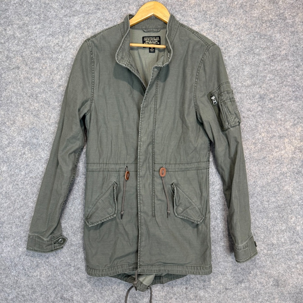 Alpha Industries Military Field Jacket Mens XS Canvas Chore Coat Lined Olive Gre